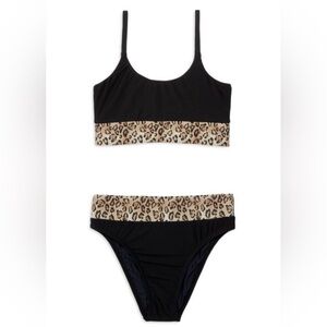PQ Girls Black and Leopard 2 Piece Bikini Set